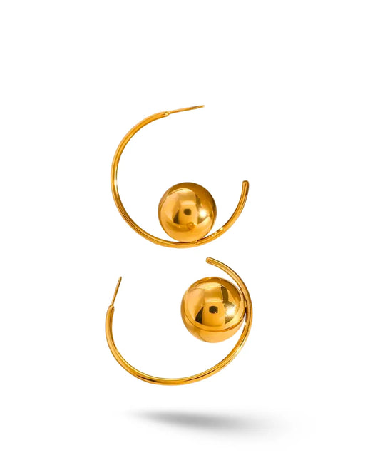 GOLDEN ORB CURVE EARRINGS