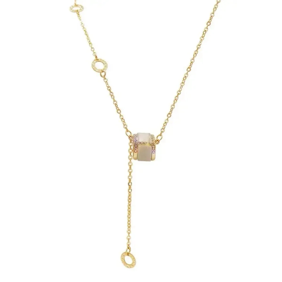 CIRCLE DROP LARIAT NECKLACE