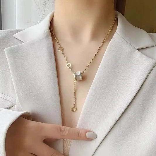 CIRCLE DROP LARIAT NECKLACE