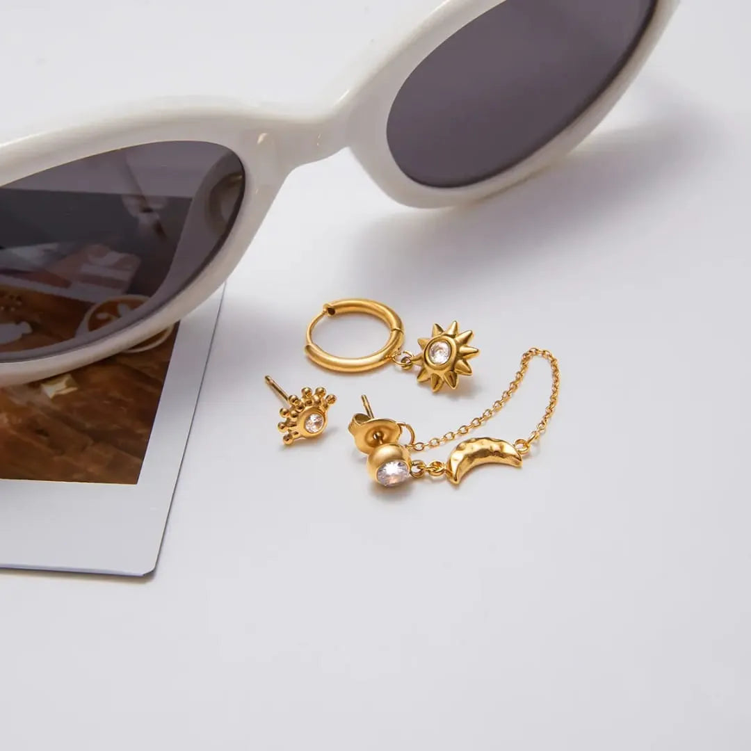 SUN MOON STAR EARRINGS SET