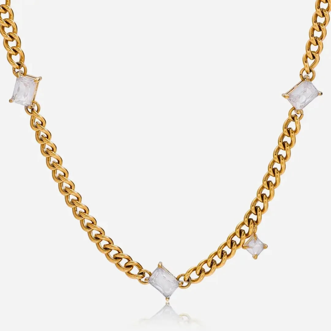 RADIANT CHAIN NECKLACE WITH ZIRCON ACCENTS