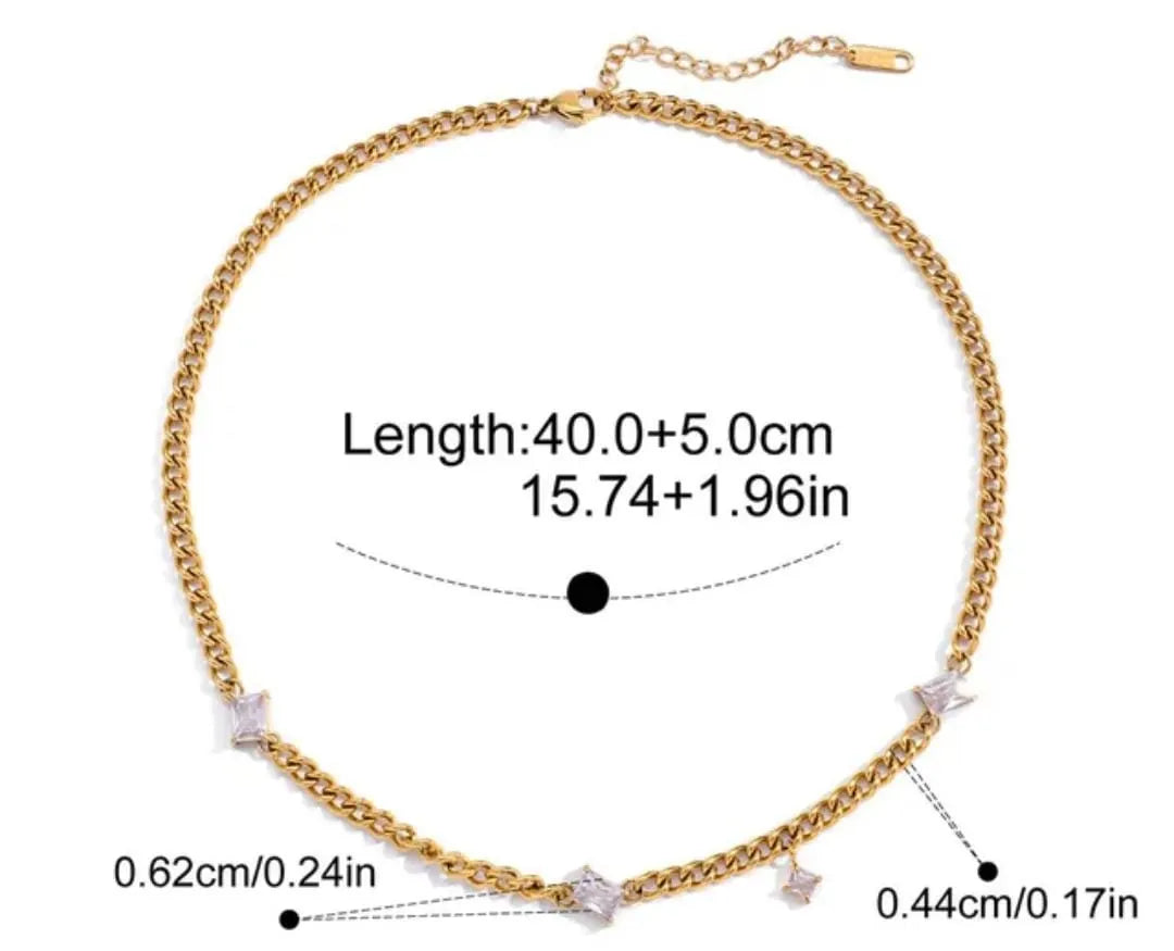 RADIANT CHAIN NECKLACE WITH ZIRCON ACCENTS