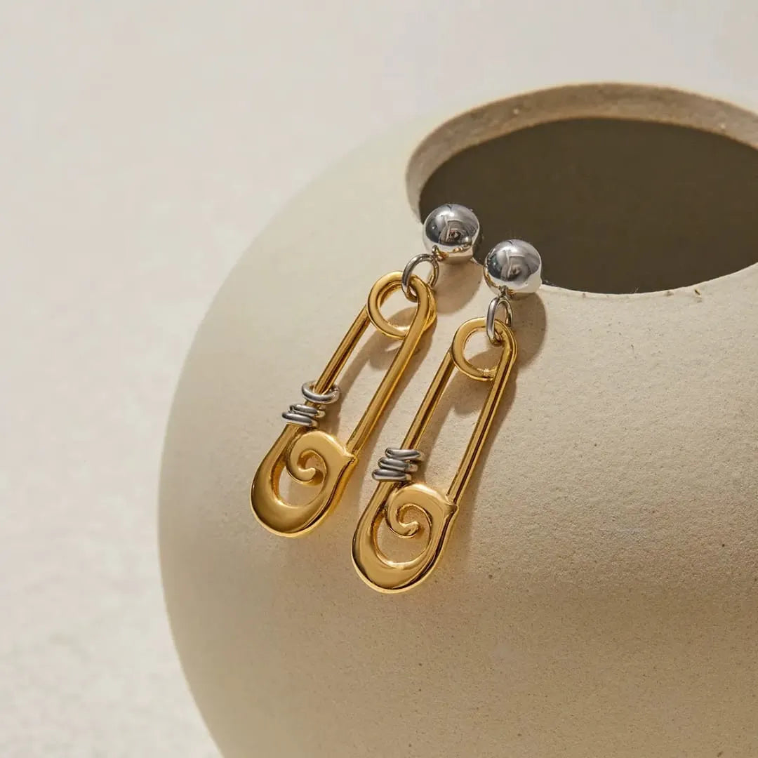 BOLD SAFETY PIN DROP EARRINGS