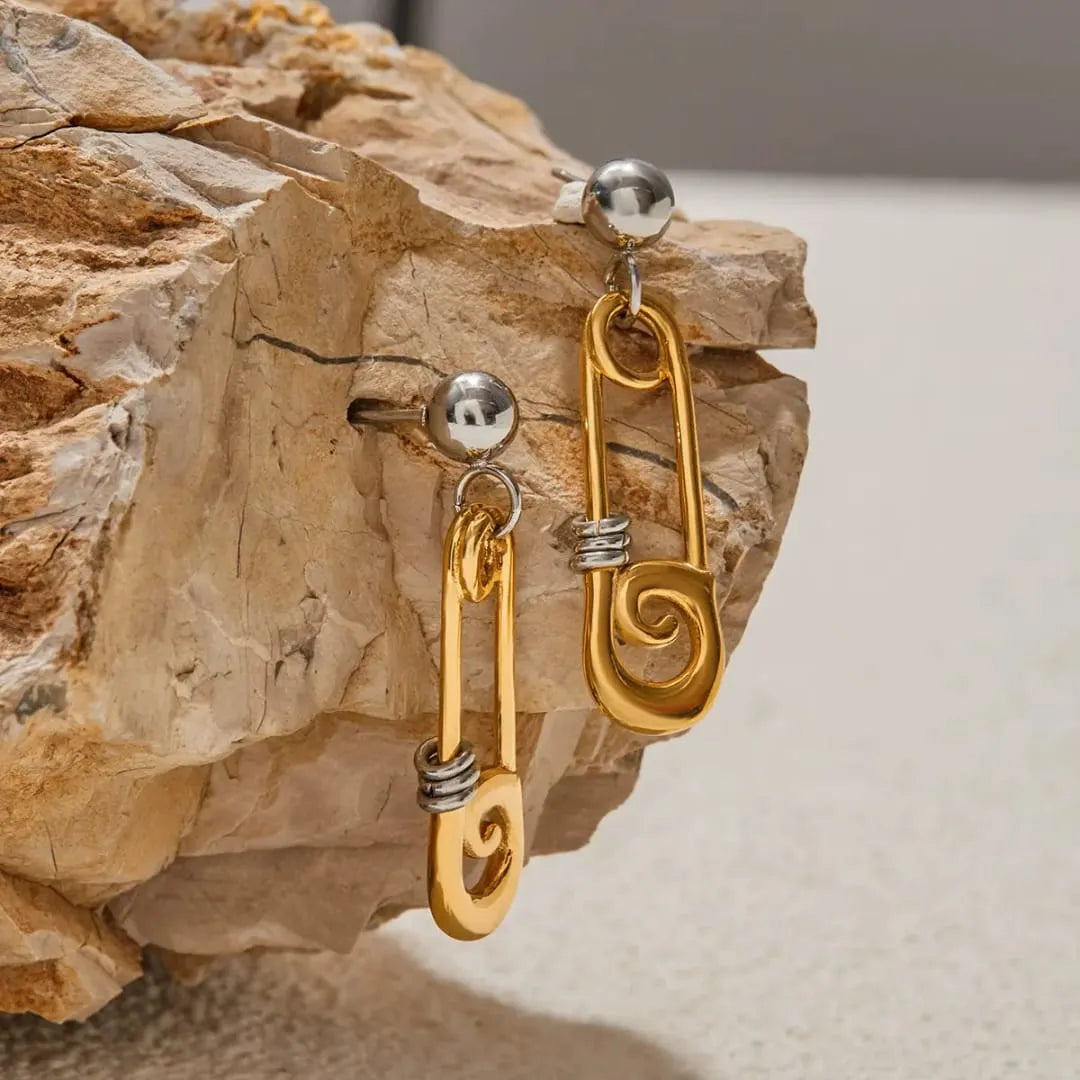 BOLD SAFETY PIN DROP EARRINGS