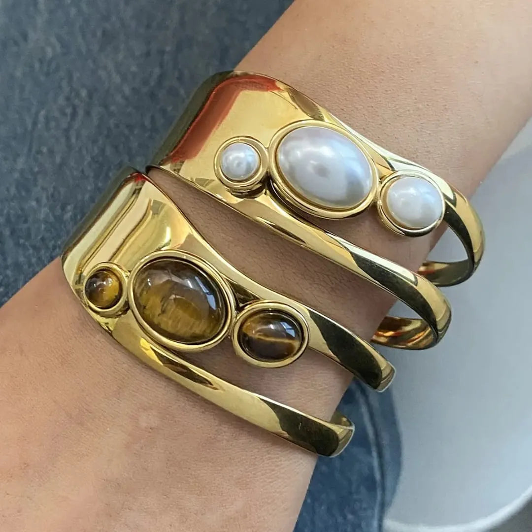 CELESTIAL GEMSTONE CUFF BRACELET