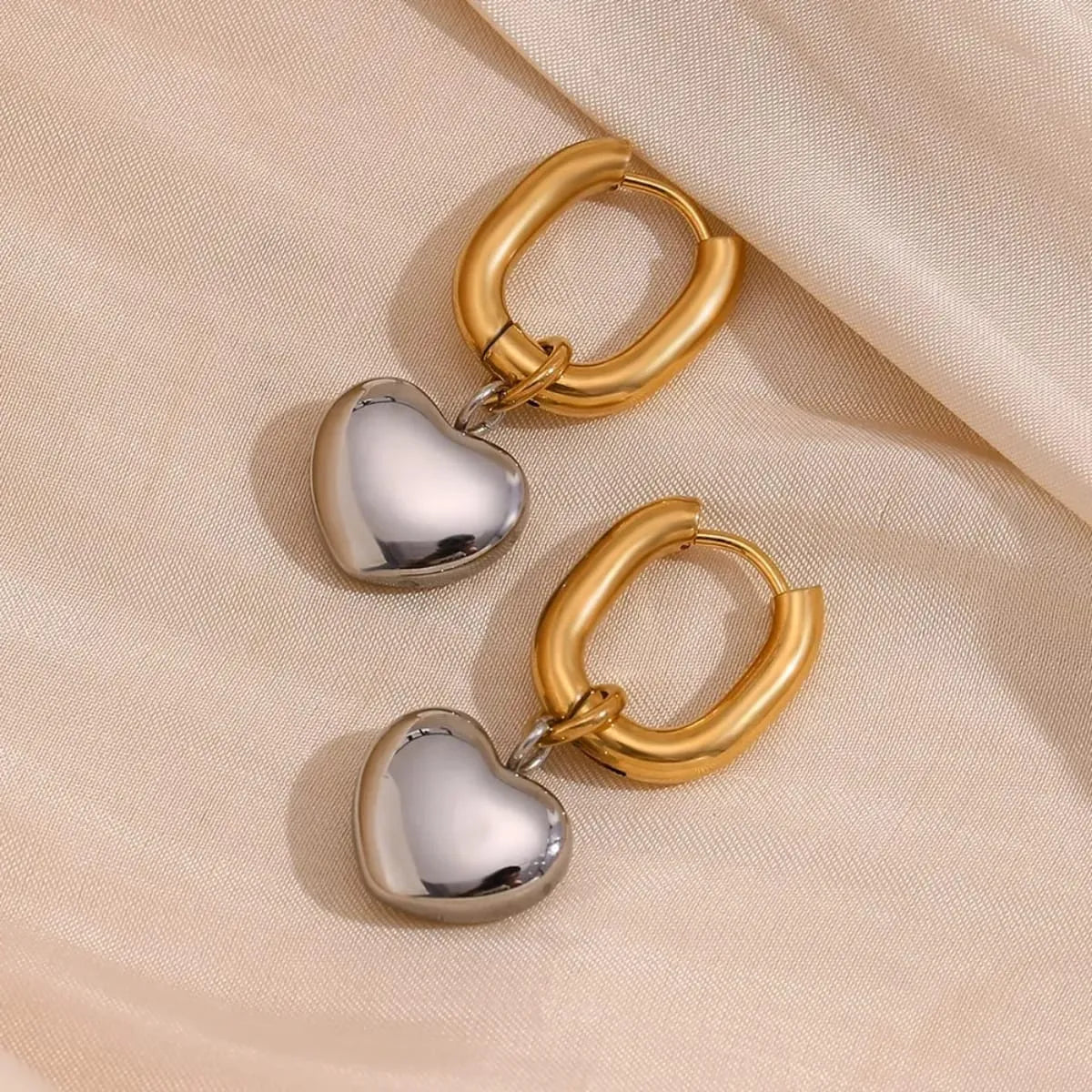 Dual Heart Hoop Earrings