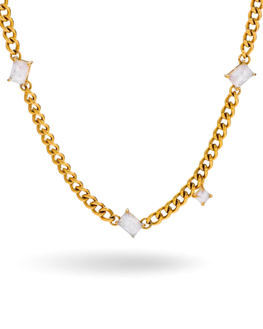 RADIANT CHAIN NECKLACE WITH ZIRCON ACCENTS