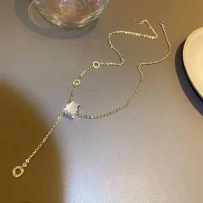 CIRCLE DROP LARIAT NECKLACE