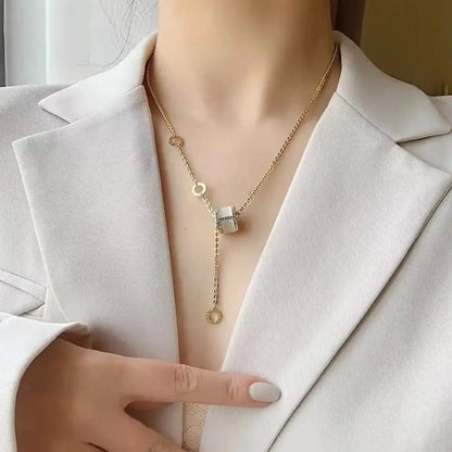 CIRCLE DROP LARIAT NECKLACE