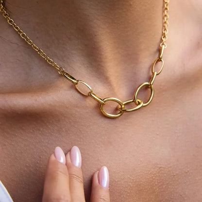 Bold Gold Oval Link Chain Necklace