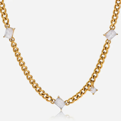RADIANT CHAIN NECKLACE WITH ZIRCON ACCENTS