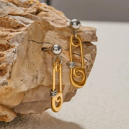 BOLD SAFETY PIN DROP EARRINGS