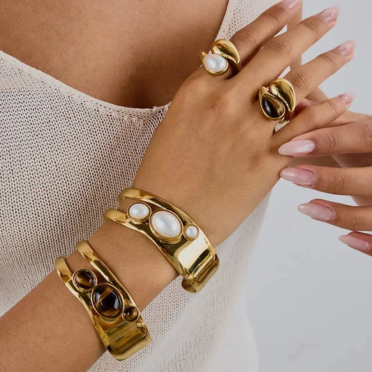 CELESTIAL GEMSTONE CUFF BRACELET