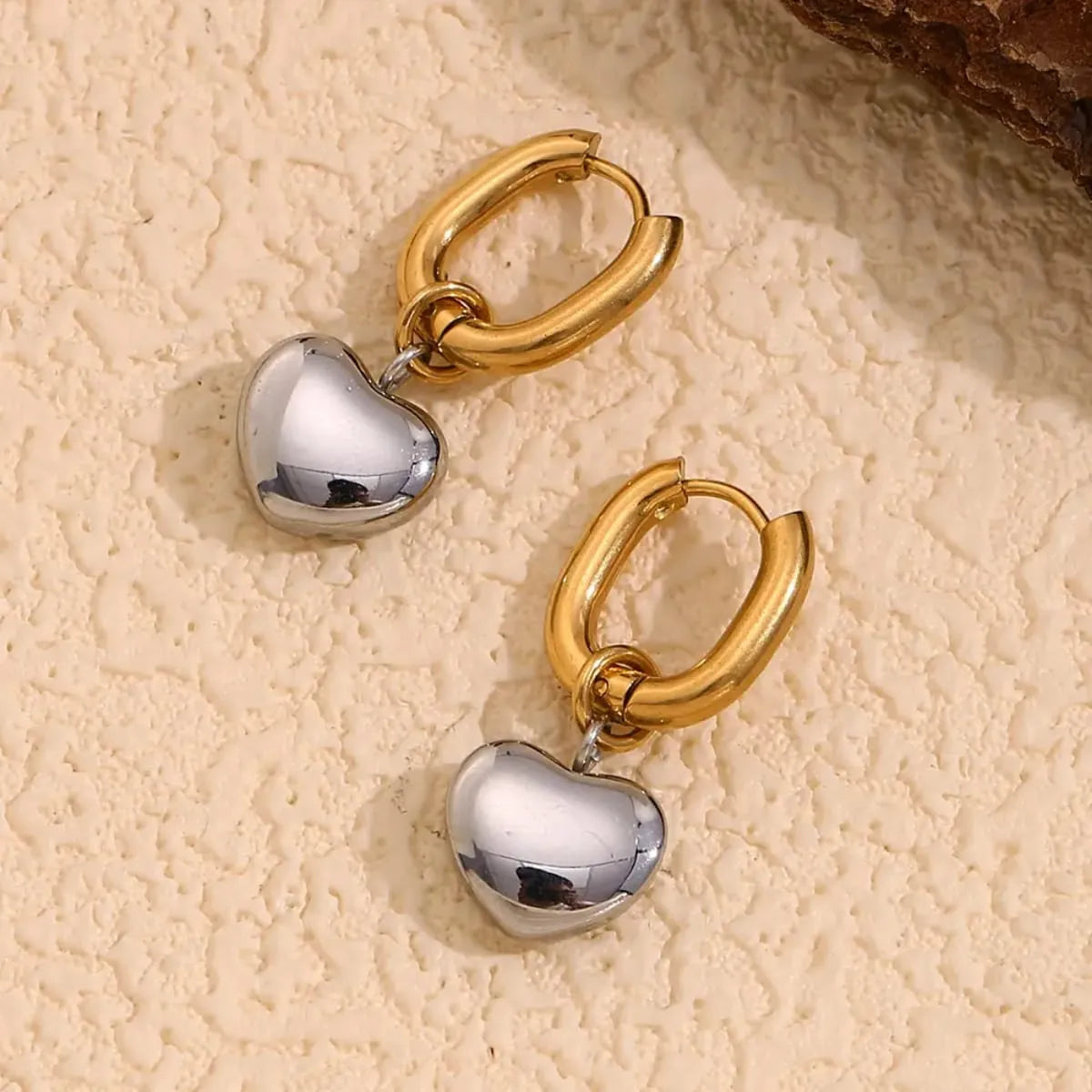 Dual Heart Hoop Earrings