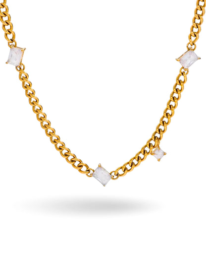 RADIANT CHAIN NECKLACE WITH ZIRCON ACCENTS